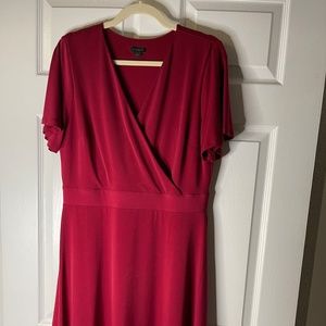 Red jersey surplice dress